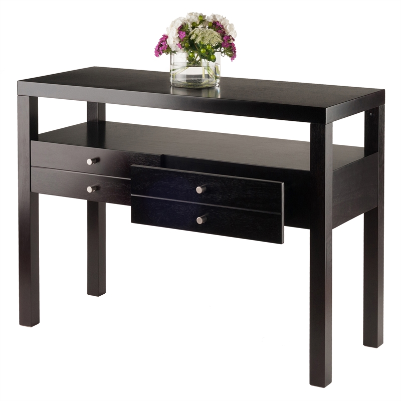 Winsome Copenhagen Transitional Solid Wood Console Table in Espresso