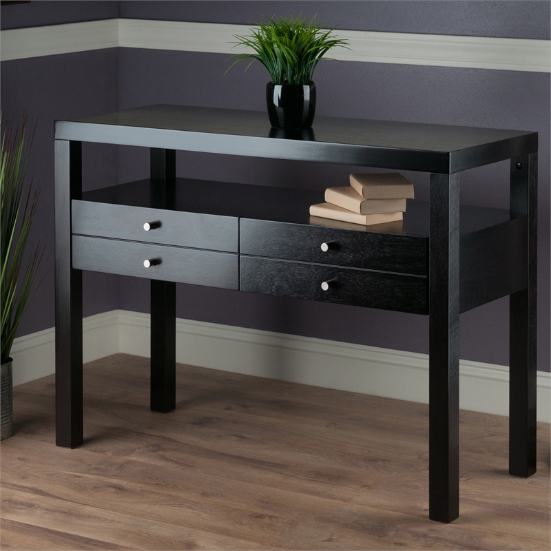 Winsome Copenhagen Transitional Solid Wood Console Table in Espresso