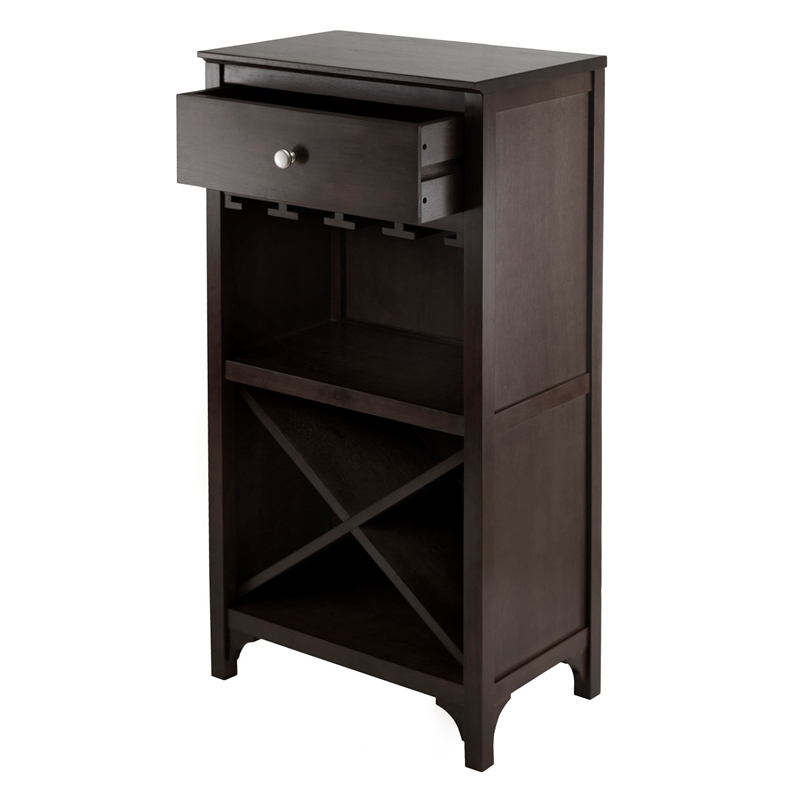 Winsome Ancona Modular Transitional Solid Wood Wine Rack Cabinet - Dark Espresso