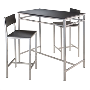 Winsome Hanley 3-Piece Counter Height Solid Wood Dining Set in Black