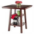 Winsome Orlando Transitional Solid Wood Dining Table with 2 Shelf in Walnut