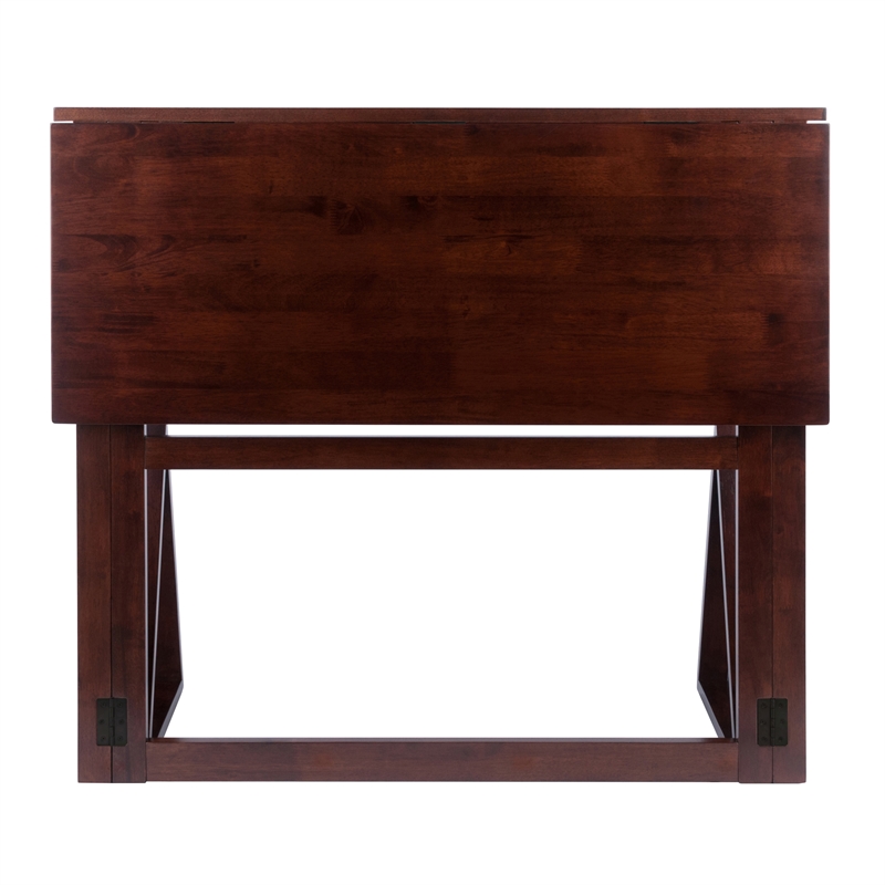 Winsome Harrington Drop Leaf Solid Wood Dining Table in Walnut