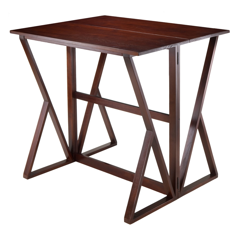 Winsome Harrington Drop Leaf Solid Wood Dining Table in Walnut