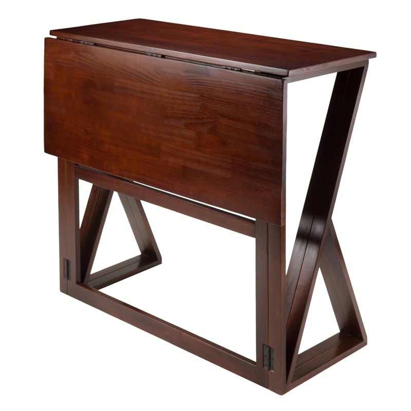 Winsome Harrington Drop Leaf Solid Wood Dining Table in Walnut