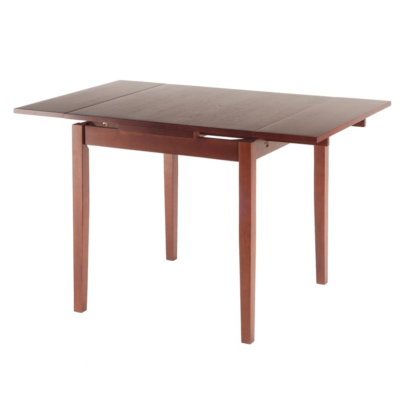 Winsome Pulman Drop Leaf Transitional Solid Wood Dining Table in Walnut