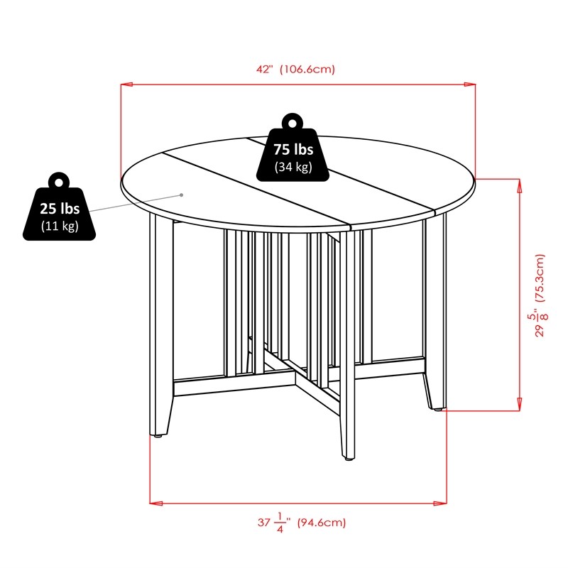 Winsome Alamo 3-Piece Round Drop Leaf Solid Wood Dining Set in Walnut