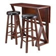 Winsome Harrington 3 Pieces Drop Leaf Solid Wood Dining Set in Walnut