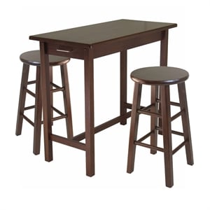 Winsome Sally 3-Piece Counter Height Solid Wood Dining Set in Antique Walnut
