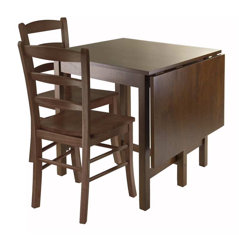 Winsome Lynden 3-Piece Drop Lift Solid Wood Dining Set in Antique Walnut