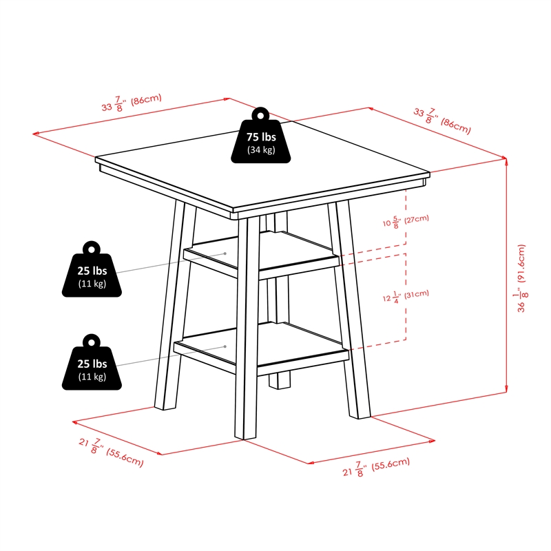 Winsome Orlando 3 Pieces Square Counter Height Solid Wood Dining Set - Walnut