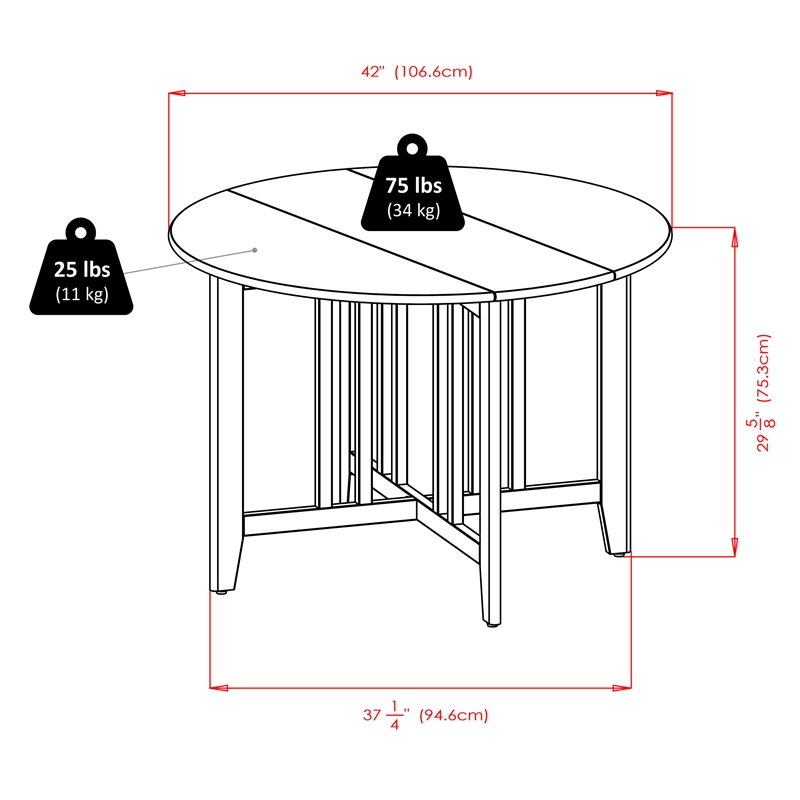 Winsome Alamo 3 Pieces Round Drop Leaf Solid Wood Dining Set in Walnut