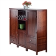 Winsome Brooke 3-Piece Transitional Solid Wood Cupboard Set in Walnut