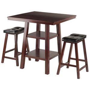 Winsome Orlando 3-Piece Square Counter Height Solid Wood Dining Set - Walnut