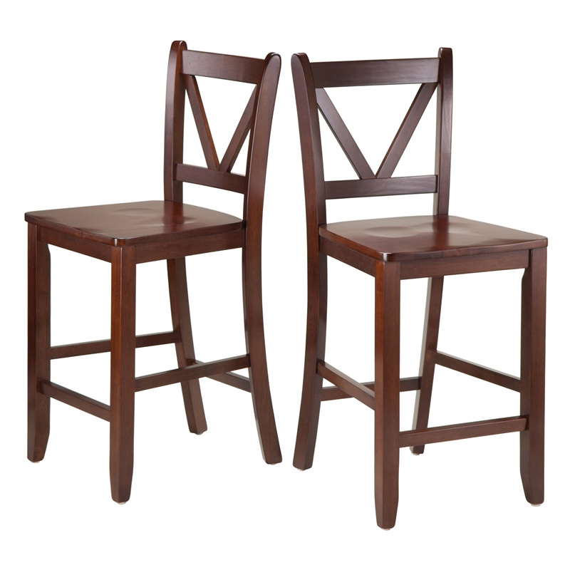 Winsome Sally 3-Piece Counter Height Solid Wood Dining Set in Walnut