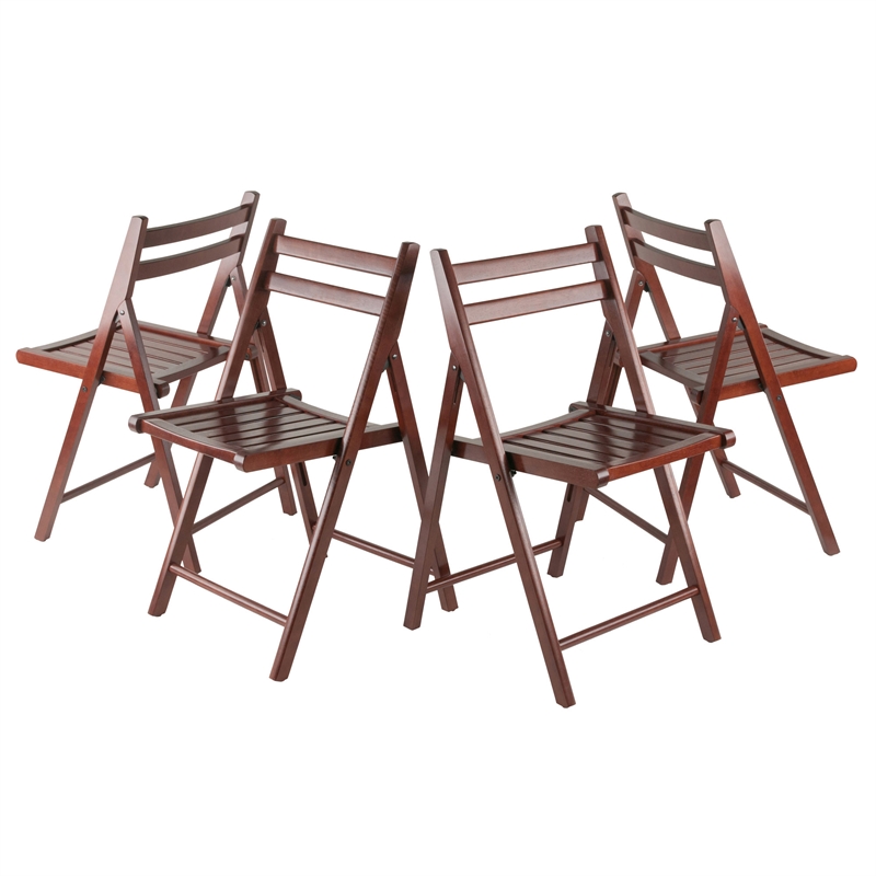 Winsome Robin Transitional Solid Wood Folding Chair in Walnut (Set of 4)
