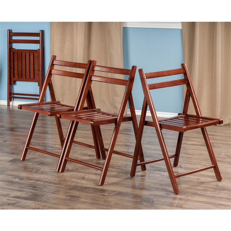 Winsome Robin Transitional Solid Wood Folding Chair in Walnut (Set of 4)