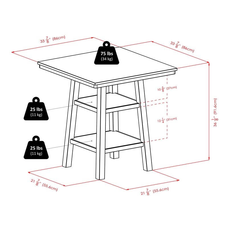 Winsome Orlando 5 Pieces Square Counter Height Solid Wood Dining Set in Walnut