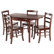 Winsome Pulman 5-Piece Extendable Solid Wood Dining Set in Walnut