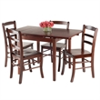 Winsome Pulman 5-Piece Extendable Solid Wood Dining Set in Walnut