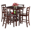Winsome Orlando 5-Piece Square Counter Height Solid Wood Dining Set - Walnut