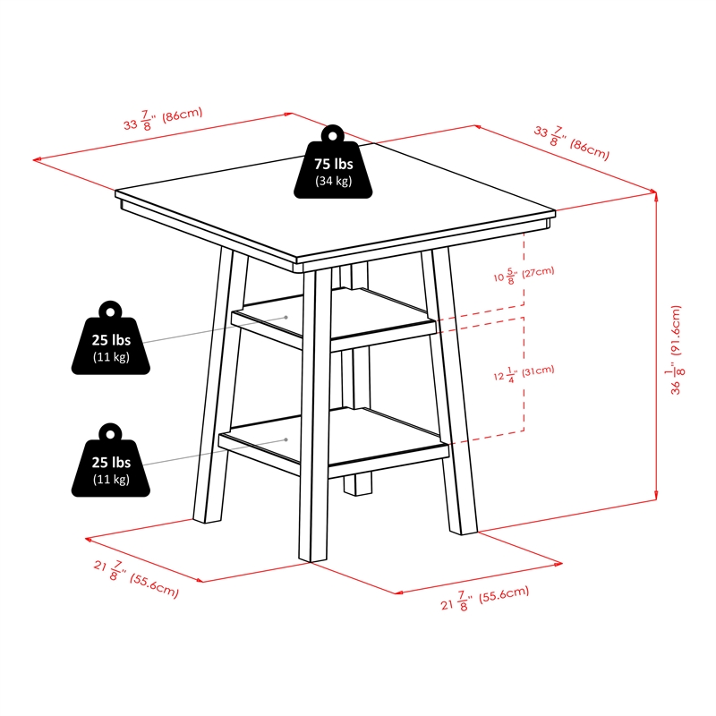 Winsome Orlando 5-Piece Square Counter Height Solid Wood Dining Set - Walnut