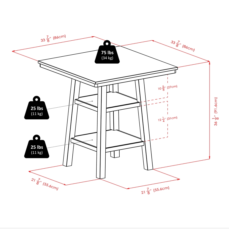Winsome Orlando 5 Pieces Square Counter Height Solid Wood Dining Set - Walnut