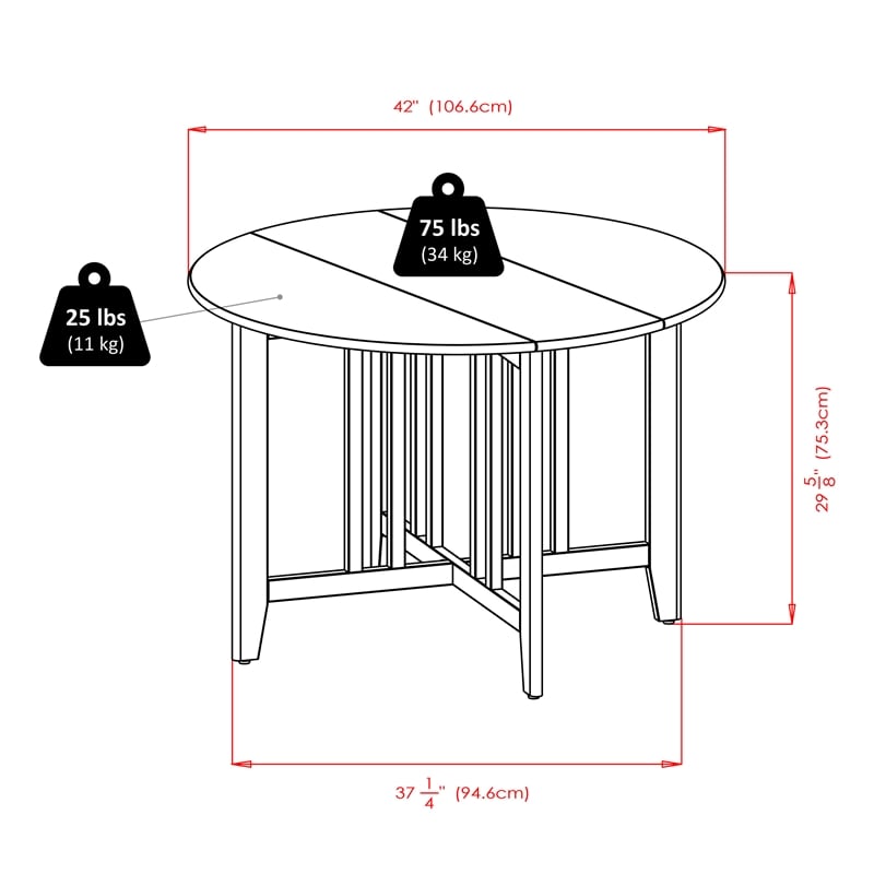 Winsome Alamo 5-Piece Round Drop Leaf Solid Wood Dining Set in Walnut