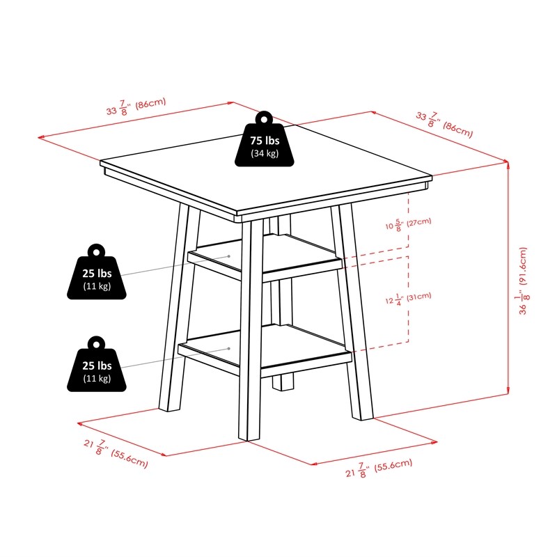 Winsome Orlando 5-Piece Square Counter Height Solid Wood Dining Set in Walnut