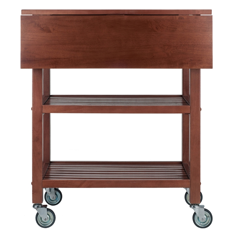 Winsome Jonathan Transitional Solid Wood Kitchen Cart in Walnut