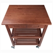 Winsome Jonathan Transitional Solid Wood Kitchen Cart in Walnut