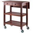 Winsome Jonathan Transitional Solid Wood Kitchen Cart in Walnut