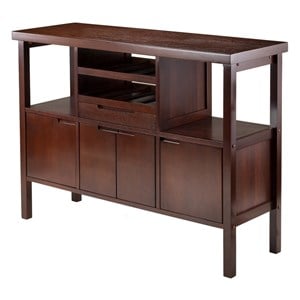 Winsome Diego Wine Rack Transitional Solid Wood Buffet Table in Walnut