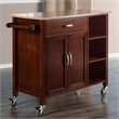 Winsome Mabel Transitional Solid Wood Kitchen Cart in Walnut and Natural