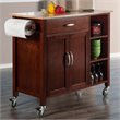 Winsome Mabel Transitional Solid Wood Kitchen Cart in Walnut and Natural