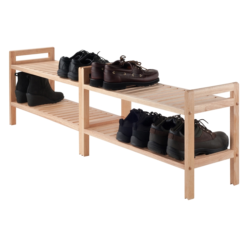 Winsome Mercury 2-Piece Stackable Solid Wood Shoe Rack Set in Natural