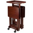 Winsome Isabelle 6-Piece Transitional Solid Wood Snack Table Set in Walnut