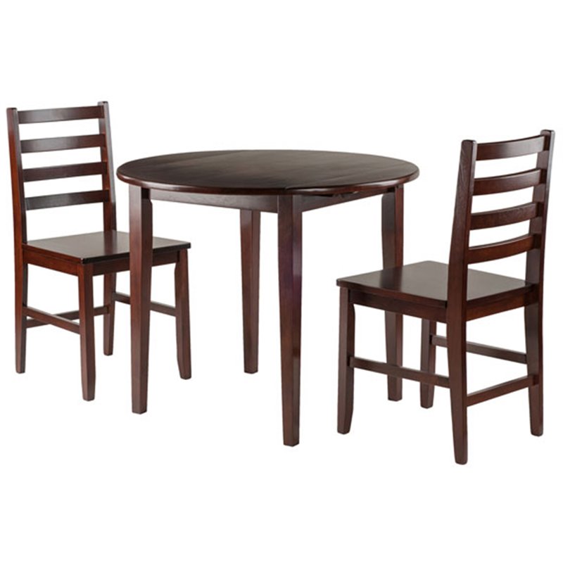 Winsome Clayton 3-Piece Drop Leaf Solid Wood Dining Set in Walnut