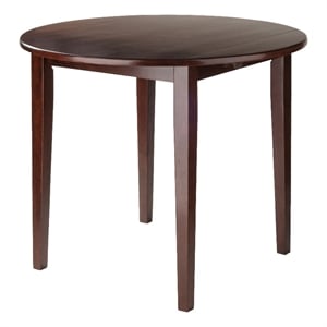 Winsome Clayton 36&quot Round Drop Leaf Solid Wood Dining Table in Walnut