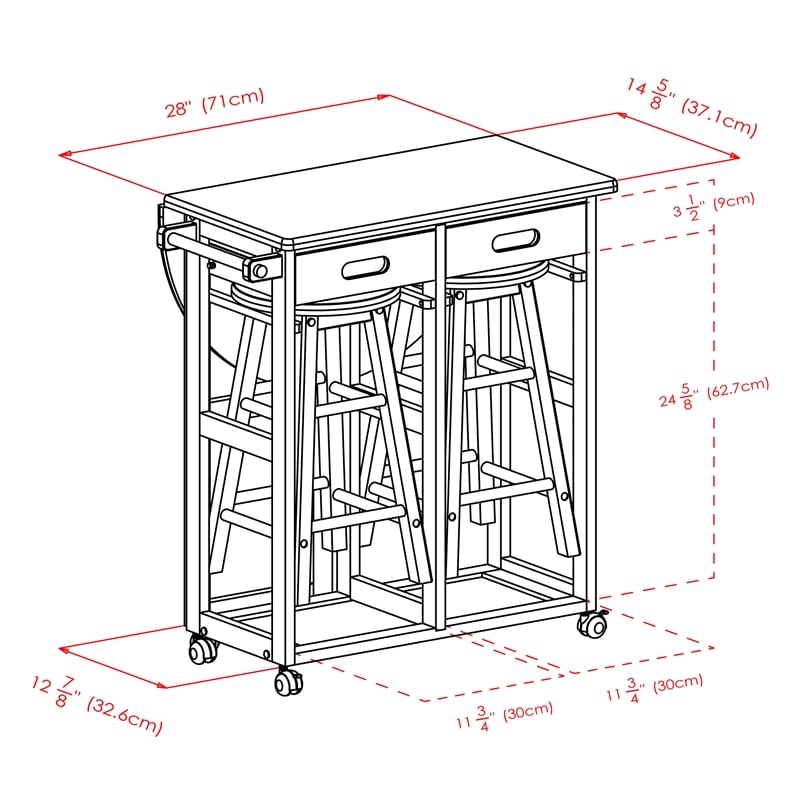 Winsome Burnett 3-Piece Solid Wood Basics Mobile Breakfast Dinette Set - Natural