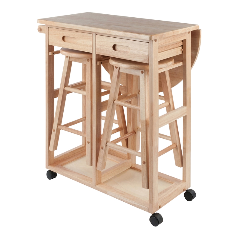 Winsome Burnett 3-Piece Solid Wood Basics Mobile Breakfast Dinette Set - Natural