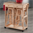 Winsome Burnett 3-Piece Solid Wood Basics Mobile Breakfast Dinette Set - Natural