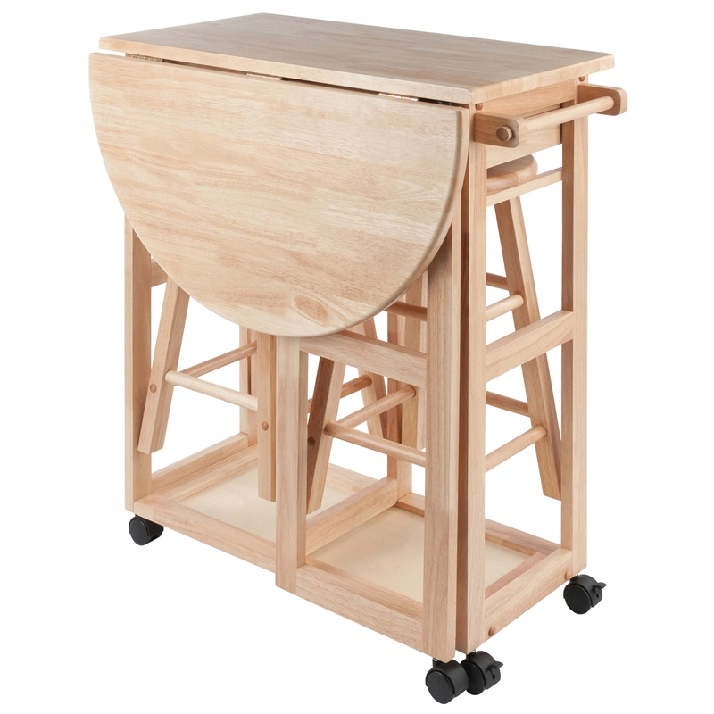 Winsome Burnett 3-Piece Solid Wood Basics Mobile Breakfast Dinette Set - Natural
