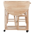 Winsome Burnett 3-Piece Solid Wood Basics Mobile Breakfast Dinette Set - Natural