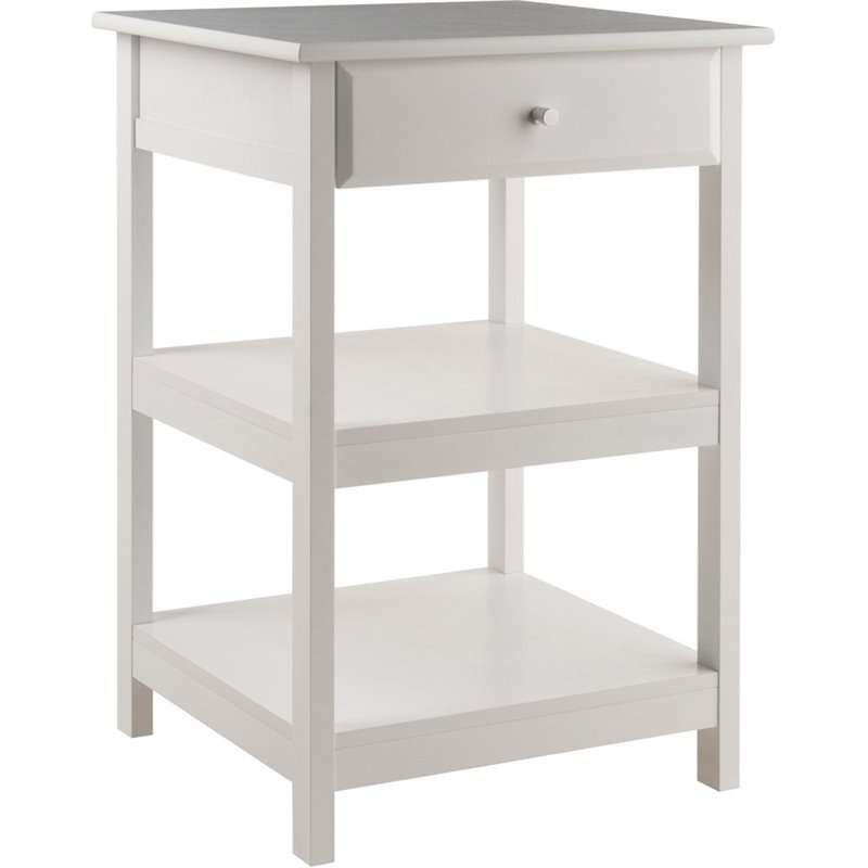 Winsome Delta 2 Shelf Transitional Wooden Printer Stand in White