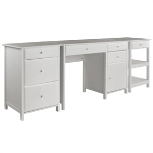 Winsome Delta 3-Piece Transitional Solid Wood Writing Desk Set in White