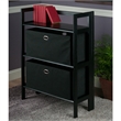 Winsome Torino 3 Shelf Solid Wood Folding Basket Bookcase in Black