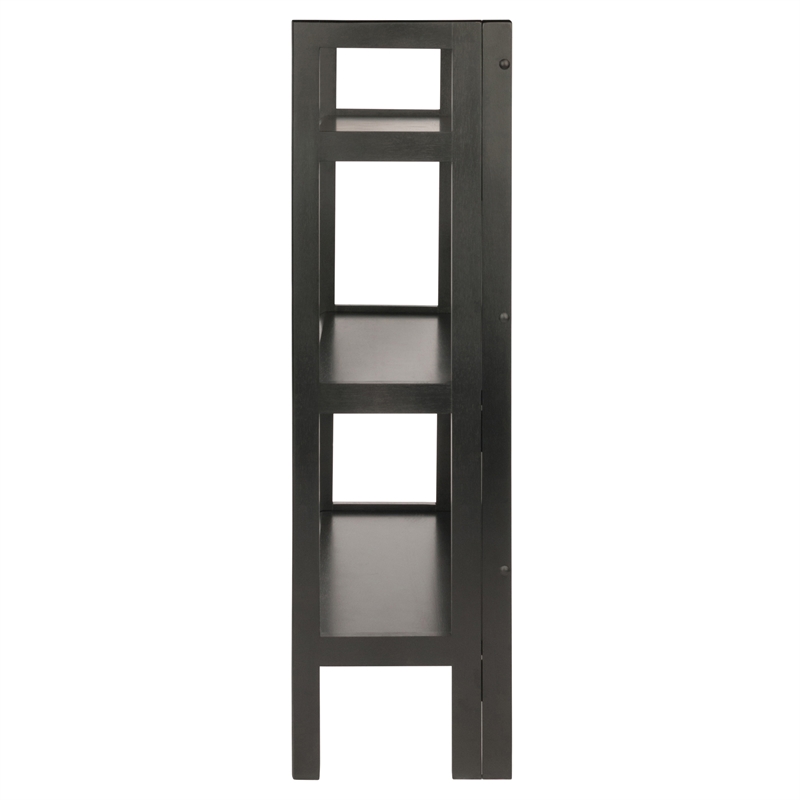 Winsome Torino 3 Shelf Solid Wood Folding Basket Bookcase in Black