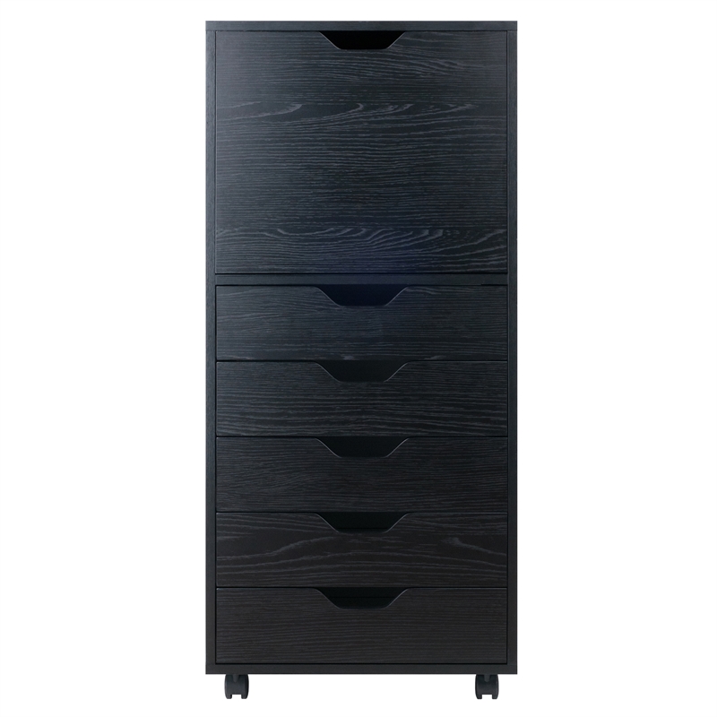 Winsome Halifax 5-Drawer Tall Door Contemporary Wood Storage Cabinet in Black