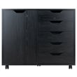 Winsome Halifax 5-Drawer Wide Door Transitional Wood Storage Cabinet in Black