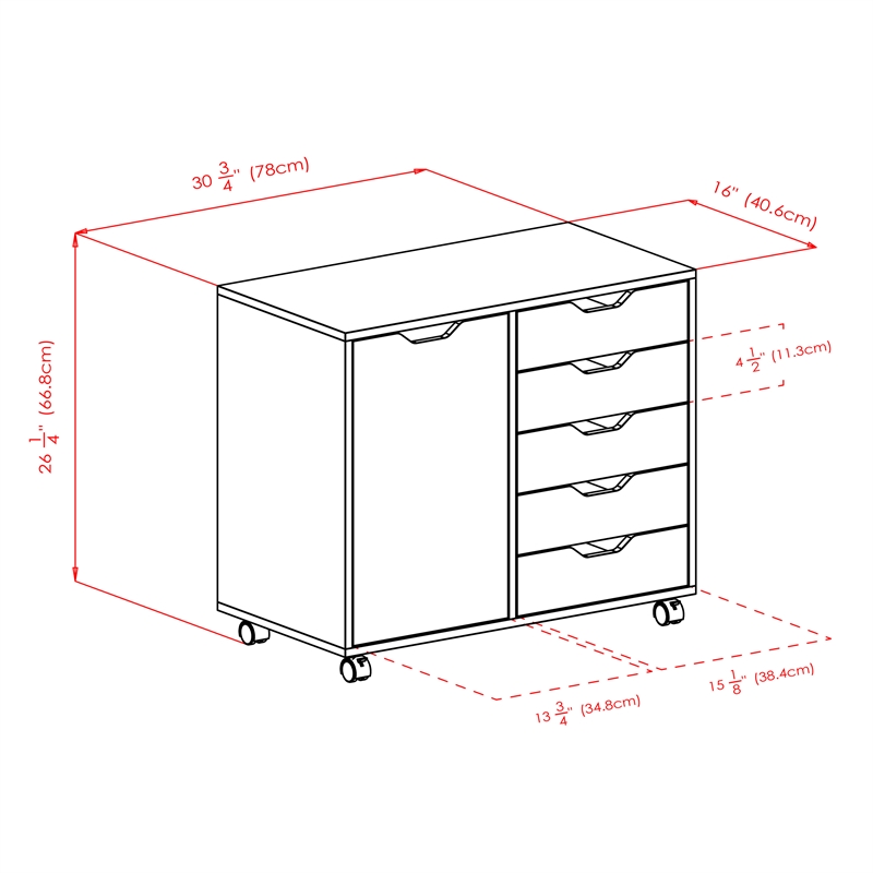 Winsome Halifax 5-Drawer Wide Door Transitional Wood Storage Cabinet in Black